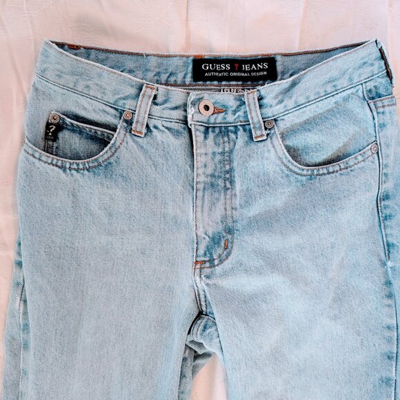 VTG 80s/90s Guess Jeans Womens Sz 27 Light Wash Straight Leg Low Rise Retro - Picture 5 of 10